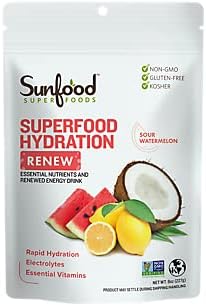 Sunfood Superfood Hydration Renew- Coconut Water Powder, Electrolytes Powder with Lemon, Sea Salt & Minerals, Clean Organic Electrolyte Drink Mix - 8 oz Bag