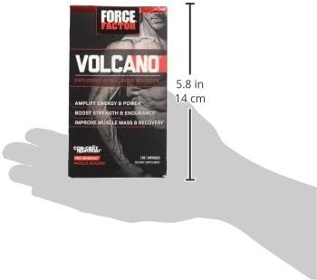 Force Factor Volcano Pre Workout Nitric Oxide Booster Supplement for Men with Creatine and L-Citrulline to Boost and Energy, Help Build Muscle, Better Pump and Workout, 120 Capsules (Pack of 2)