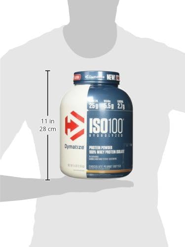 Dymatize ISO100 Whey Protein Powder Isolate, Chocolate Peanut Butter, 25g of Protein, 5 Pound, 5.5g BCAAs, Less Than 120 Cal., Gluten Free, 1g Fat, 1g Sugar, 2g Carb