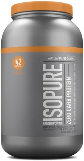 Isopure Zero Carb 100% Pure Whey Isolate Protein Powder, Lactose Free, Gluten Free, With Vitamins, Vanilla Salted Caramel, 25g Protein Per Serving, 3 Lbs, 42 Servings