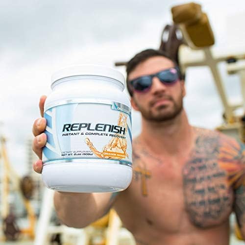 Nutrition Replenish Instant & Complete Recovery (Post Workout Formula, 11g of BCAAs & EAAs, 20g Whey Protein, 1000mg Creatine MagnaPower, Zero Refined Sugars) – 2lb Jar – Orange Mango