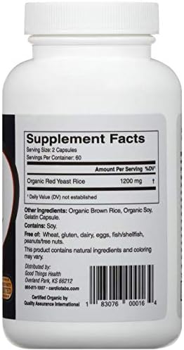 Red Yeast Rice - 30 Day Supply of 1200 mg Red Yeast Rice Supplements - Gluten Free Capsules Made with Certified Organic Red Yeast - 100% American Made Health Supplements - 120 Capsules