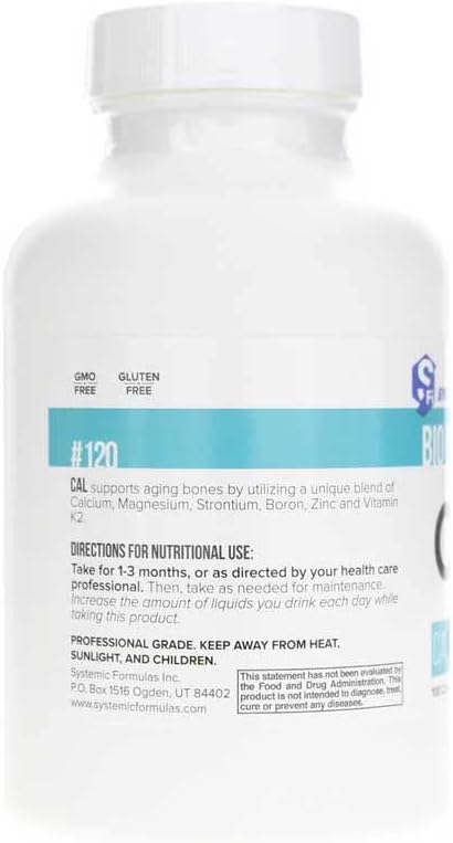 Systemic Formulas Cal Calcium Plus 100 Capsules Bio Nutriment #120. Highly Bioavailable Calcium with Vitamin D3 and K2, Zinc, Manganese, Strontium and Boron.