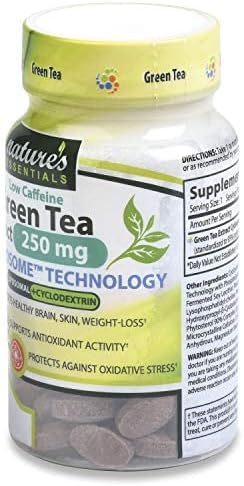 NATURE'S ESSENTIALS Low Caffeine Green Tea Extract 250mg | 45% EGCG | Advanced Cyclosome Liposomal Delivery | Non-GMO, Gluten Free, Vegetarian | 90 Tablets