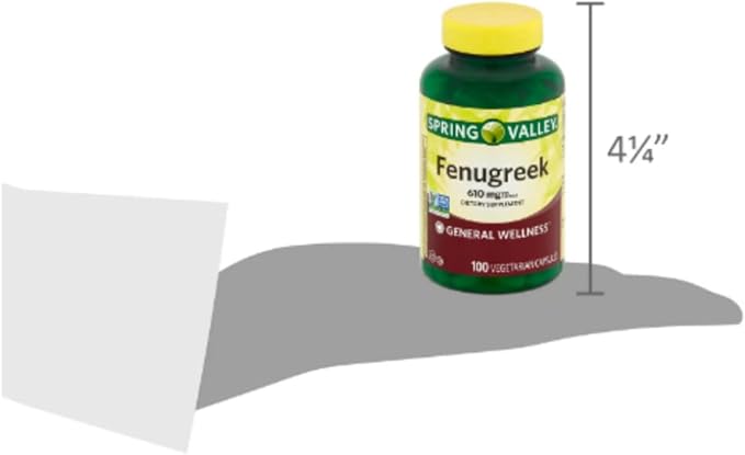 Spring Valley Fenugreek 610 mg, 100 Count + STS Sticker.