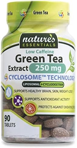 NATURE'S ESSENTIALS Low Caffeine Green Tea Extract 250mg | 45% EGCG | Advanced Cyclosome Liposomal Delivery | Non-GMO, Gluten Free, Vegetarian | 90 Tablets