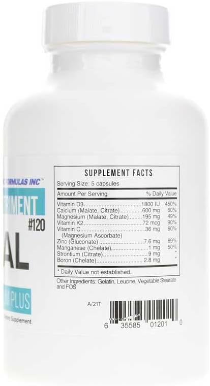 Systemic Formulas Cal Calcium Plus 100 Capsules Bio Nutriment #120. Highly Bioavailable Calcium with Vitamin D3 and K2, Zinc, Manganese, Strontium and Boron.