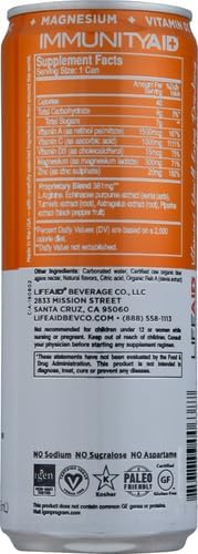 LIFEAID Wellness Blend With Echinacea Zinc Astragalus Vitamin C Only 45 Calories 100 Clean Vegan GlutenFree No Artificial Flavors Sodium or Caffeine cans Can, IMMUNITYAID, 12 Fl Oz