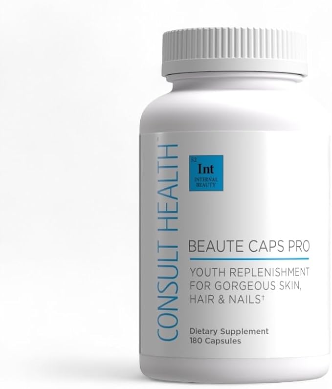 Consult Health Beaute Caps PRO - Supports Healthy Hair, Skin and Nails - 10,500 mcg Biotin for Hair Vitamin B7 - Red Orange Complex - MSM - Collagen - Anti-Aging Supplement for Women & Men - 180 Count