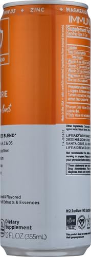 LIFEAID Wellness Blend With Echinacea Zinc Astragalus Vitamin C Only 45 Calories 100 Clean Vegan GlutenFree No Artificial Flavors Sodium or Caffeine cans Can, IMMUNITYAID, 12 Fl Oz