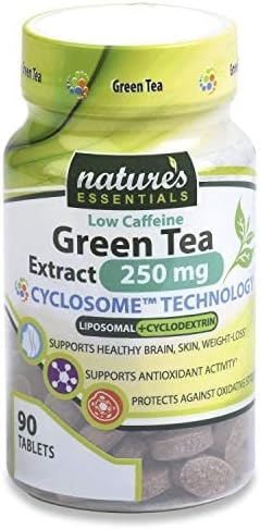 NATURE'S ESSENTIALS Low Caffeine Green Tea Extract 250mg | 45% EGCG | Advanced Cyclosome Liposomal Delivery | Non-GMO, Gluten Free, Vegetarian | 90 Tablets