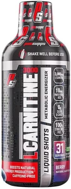 PROSUPPS L-Carnitine Liquid 3000, Stimulant-Free Liquid Shots for Men & Women - Clean Workout Drink for Energy, Performance & Muscle Recovery - No Sugar, No Carbs - 31 Servings, Berry