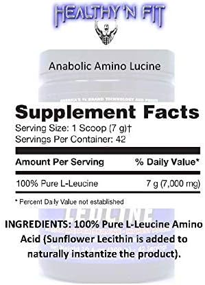 HEALTHY 'N FIT Anabolic Amino LEUCINE - Pure Instant L-Leucine, 300g (42 Servings)