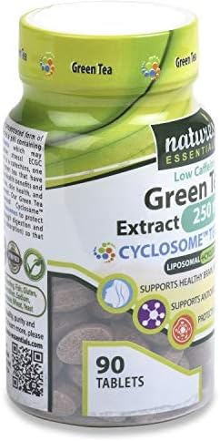 NATURE'S ESSENTIALS Low Caffeine Green Tea Extract 250mg | 45% EGCG | Advanced Cyclosome Liposomal Delivery | Non-GMO, Gluten Free, Vegetarian | 90 Tablets