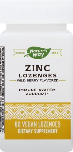 Nature's Way Zinc Lozenges with Vitamin C & Echinacea, Immune Support*, Wild Berry Flavored, 60 Lozenges (Pack of 2)