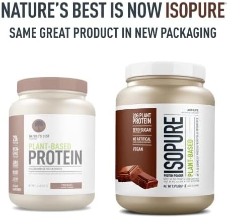Isopure Plant-Based Protein Powder, Lactose Free, Gluten Free, With Iron, Chocolate, 20g Plant Protein Per Serving, 1.37 Lbs, 20 Servings