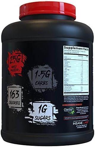 Insane Labz Insane Whey Ripped, Lean Muscle Building Protein with L-Carnitine and CLA Oil Powder, 5lbs 60 Servings, Chocolate
