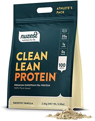 Nuzest - Pea Protein Powder - Clean Lean Protein, Premium Vegan Plant Based Protein Powder, Dairy Free, Gluten Free, GMO Free, Protein Shake, Smooth Vanilla, 100 Servings, 5.5 lb
