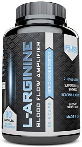 L Arginine Capsules, Nitric Oxide Booster, Amino Acid Supplement for Men and Women, Helps Build Muscle & Strength and Boost Energy, Blood Flow Support - 180 caps