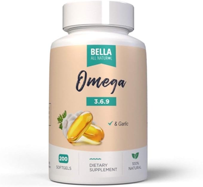 Bella All Natural Omega 3 6 9 with Garlic Oil - 200 Softgels