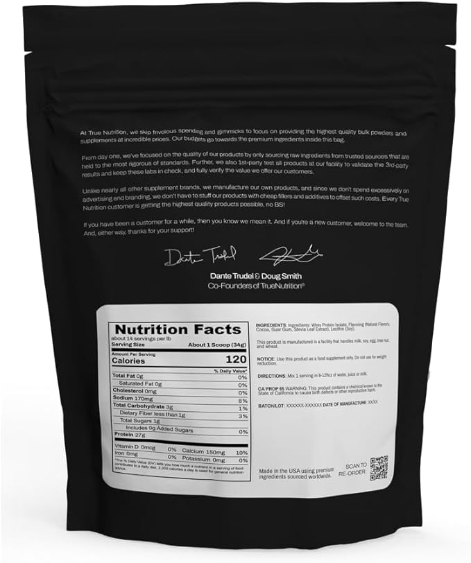 True Nutrition - Whey Protein Concentrate - 100% Whey Protein Powder - Fast Acting Low Carb Protein Powder with Essential Amino Acids - High in Leucine - Chocolate - 2lb