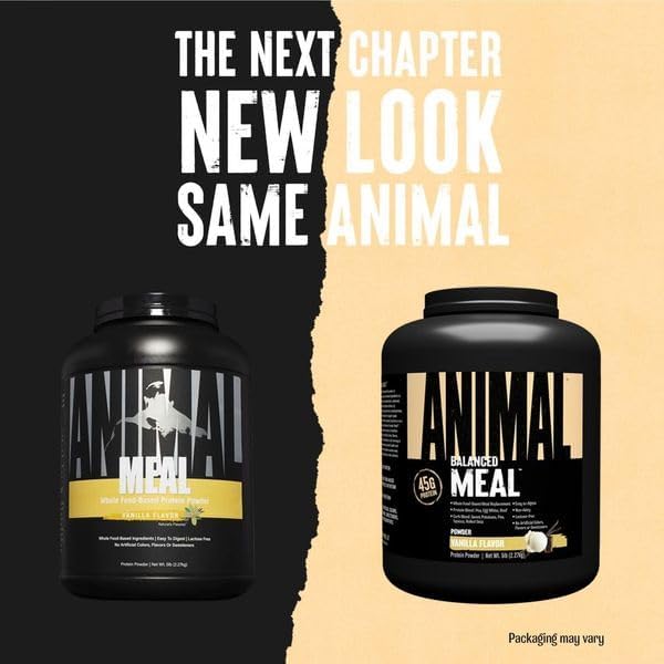 Animal Meal - Protein Shake with Whole Food Ingredients, Aids in Muscle Recovery with Egg White, Beef & Pea Protein Blend, Vanilla Flavor, 5 lbs