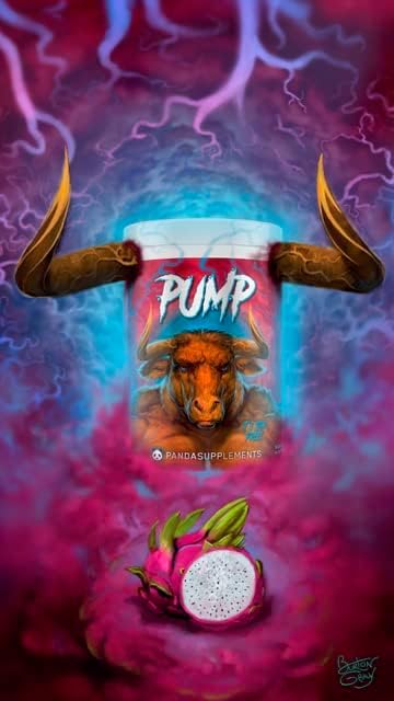 Panda Supps Pump, Pre-Workout, No-Clump Formula w/10G L-Citrulline Malate, Alpha GPC, Lions Mane,CognatiQ™,VasoDrive-AP® 40 Scoops (Rainbow Dragonfruit)