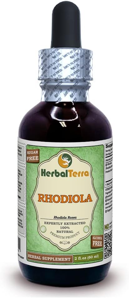 Rhodiola (Rhodiola Rosea) Glycerite, Organic Dried Roots Alcohol-Free Liquid Extract 2 oz