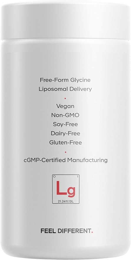 Codeage Liposomal Glycine+ Supplement - Free-Form Glycine 1,500 mg with Liposomal Delivery - 2-Month Supply - Amino Acid Capsules - Protein Support - Glycine Vitamins - 180 Capsules