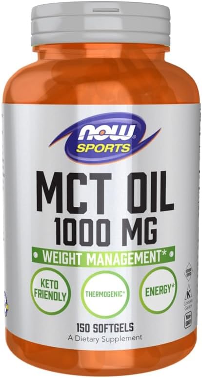NOW Foods Sports Nutrition, MCT (Medium-chain triglycerides) Oil 1,000 mg, Weight Management, 150 Softgels