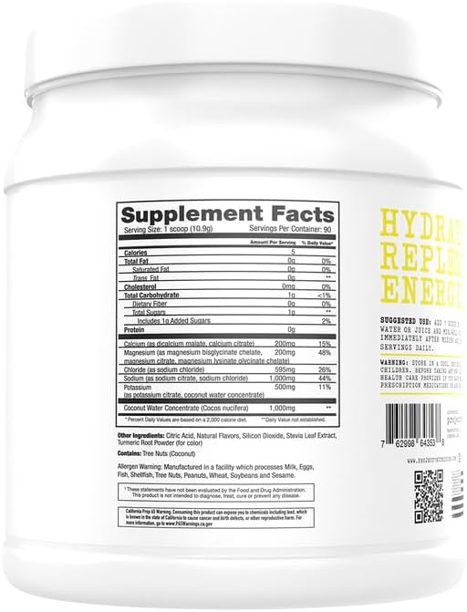 Project #1 Electrolyte Drink Mix - Lemon Lime Flavor - Enhanced Hydration with Potassium & Coconut Water - Low Calorie, High Performance Electrolyte Powder for Fitness & Endurance - 90 Servings