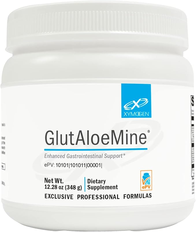XYMOGEN GlutAloeMine Powder - Supports Gut Health - 3000 mg L Glutamine Powder with DGL Deglycyrrhizinated Licorice, Aloe Vera Extract, Arabinogalactan for GI Health (12.28 oz)