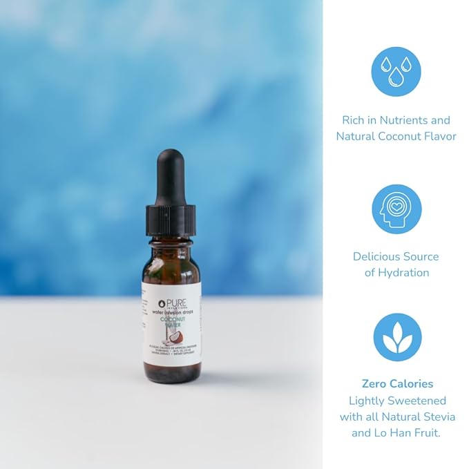 Pure Inventions Coconut Water - Water Infusion Drops - No Sugar, Calories, or Artificial Sweeteners - 12 servings - Deluxe Travel Size