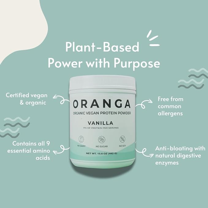 Organic Vegan - Tri-Blend Plant Based Protein Powder - Vanilla Protein Powder - No Additives, Dairy-Free, Soy-Free, Keto-Friendly, Gluten-Free, Non-GMO - 17 Servings (442g)