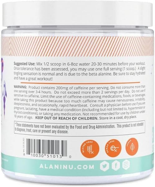 Alani Nu Pre Workout Powder Galatic Lemonade, Amino Energy Boost, Endurance Supplement, Sugar Free, 200mg Caffeine, L-Theanine, Beta-Alanine, Citrulline, 30 Servings