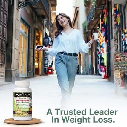 AcaiTrim- Weight Loss Supplement- Green Tea Extract, Green Coffee Bean Extract, Raspberry Ketones, Acai, & Probiotics – Supports Metabolism & Energy for Men & Women- 60 Acai Berry Capsules