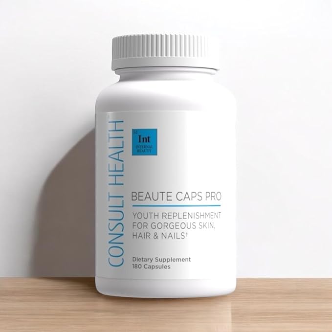 Consult Health Beaute Caps PRO - Supports Healthy Hair, Skin and Nails - 10,500 mcg Biotin for Hair Vitamin B7 - Red Orange Complex - MSM - Collagen - Anti-Aging Supplement for Women & Men - 180 Count