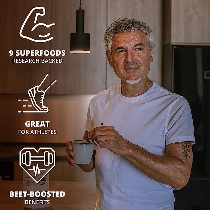 UNBEETABREW Mushroom Coffee – Energizing Plant-Based Pre-Workout with Beet Juice, Adaptogens, L-Theanine & D-Ribose – Boost Focus, Strength & Stamina – Organic Instant Arabica Beans - 30 Servings