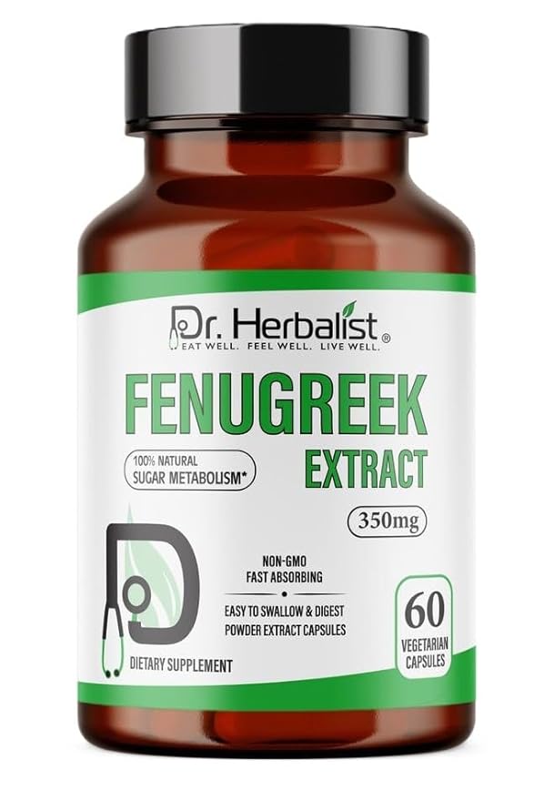 Dr. Herbalist Fenugreek Capsules (350mg, 60 Count) | Trigonella Foenum-Graecum Extract | Supports Vitality & Wellness | Equivalent to 3500mg Fenugreek Powder | Vegan, Non-GMO, Pure