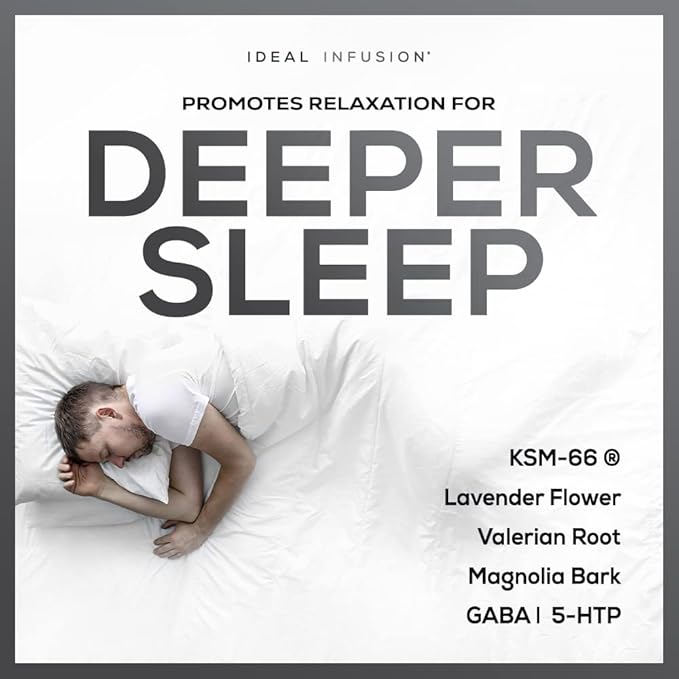 Ideal Infusion Nighttime Recovery & Deep Sleep Supplement: Relaxation and Stress Support - Magnesium Glycinate, KSM-66 (Melatonin Free) Muscle Cramp Relief, Vegan