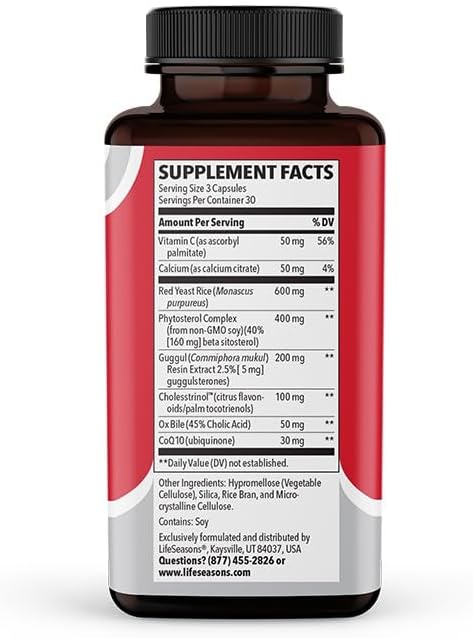 LifeSeasons - Choles-T - Cholesterol Support Supplement - Promotes Healthy Heart & Liver Function - Maintains Normal Levels - Red Yeast Rice, CoQ10, Guggul & Phytosterols - 90 Capsules