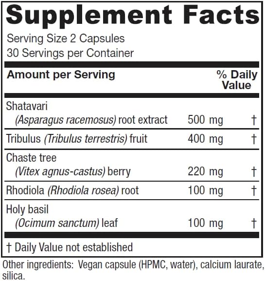 Vitanica Ovulation Assist - Ovarian Health & Adrenal Support with Rhodiola Rosea, Holy Basil, Tribulus Terrestris & Chaste Tree - Herbal Dietary Supplement - Lady - 60 Vegan Caps
