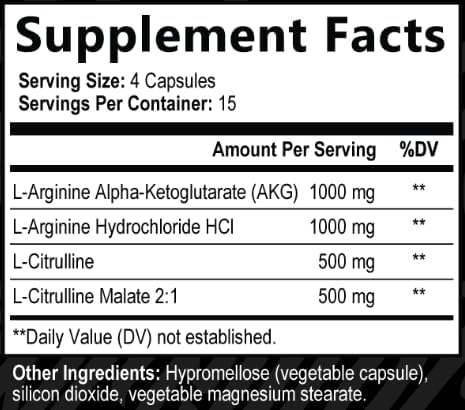 Nitric Oxide Booster 3000mg with L-Arginine, L-Citrulline - Non-GMO, Gluten-Free, Vegan - Pre-Workout Supplement for Muscle Growth, Stamina, Energy, Pumps, Vascularity - 60 Capsules