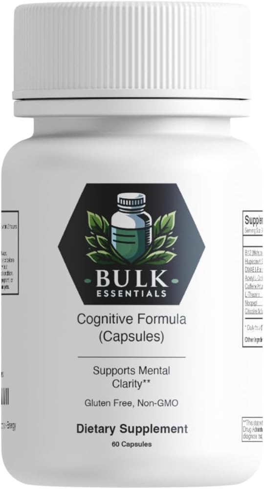 Cognitive Formula Capsules - 60 Capsules - 30 Servings - Caffeine - L-Theanine - Citicoline - Nootropic - Energy