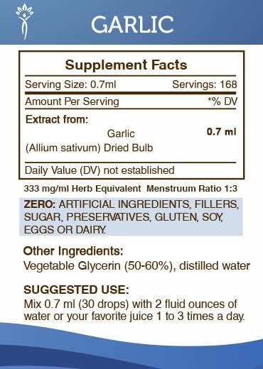 Garlic Tincture Alcohol-Free Liquid Extract, Garlic Dried Bulb (2x4 FL OZ)