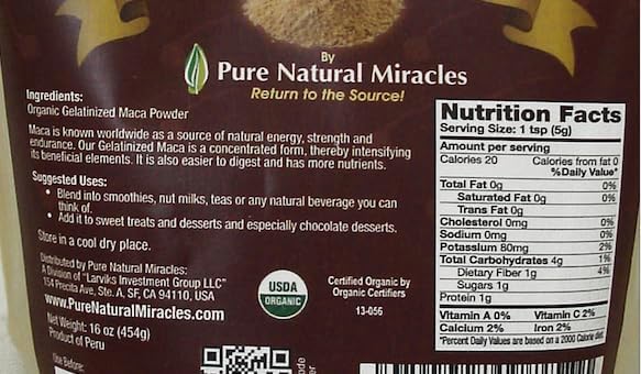 Organic Gelatinized Maca Root Powder (16 oz) - Peruvian Adaptogenic Superfood for Energy, Hormonal Balance & Endurance - Non-GMO, Vegan & Gluten-Free Herbal Booster for Men & Women