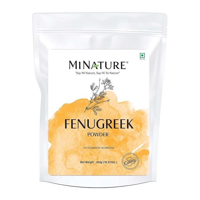 Mi Nature Fenugreek Powder - 100% Natural Trigonella Foenum Seeds - Pure Methi Powder for Cooking, Hair and Skin Care - 454g (16oz) Resealable Pouch