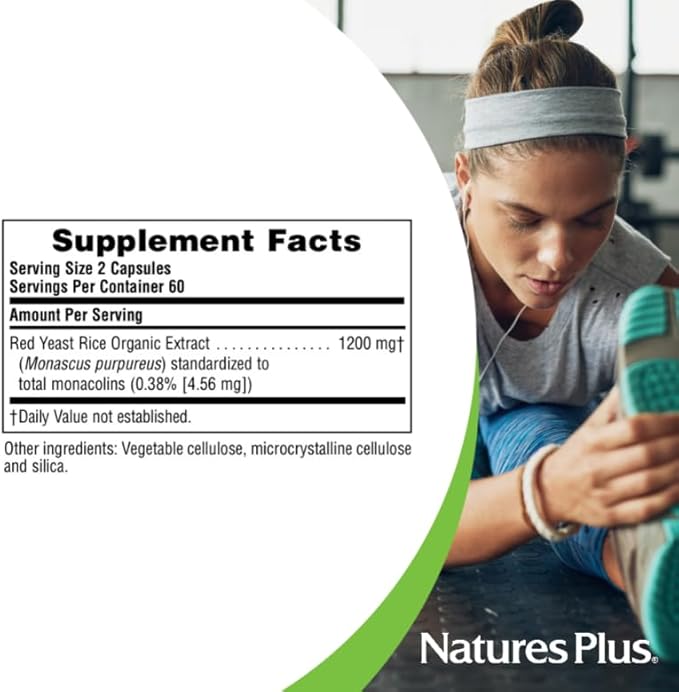 Natures Plus Herbal Actives Red Yeast Rice - 120 Vegetarian Capsules, Pack of 2 - Maximum Potency Herbal Supplement - Gluten Free - 240 Total Servings