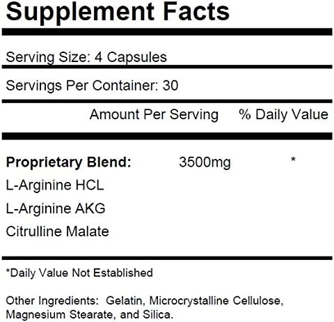 Bundle Combo for 3 Total Bottles of Nitric Oxide Complex 3500mg Per Serving L-Arginine HCL AAKG AKG Alpha Ketoglutarate Citrulline Malate