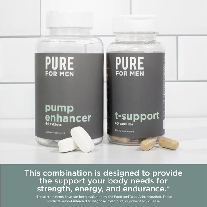 Pure for Men Peak Performance Pack | Support Strength, Energy, Endurance & Physical Activity | Stimulate Workouts with Ashwagandha & L-Arginine | 60 Capsules & Pump Enhancer, 90 Tablets